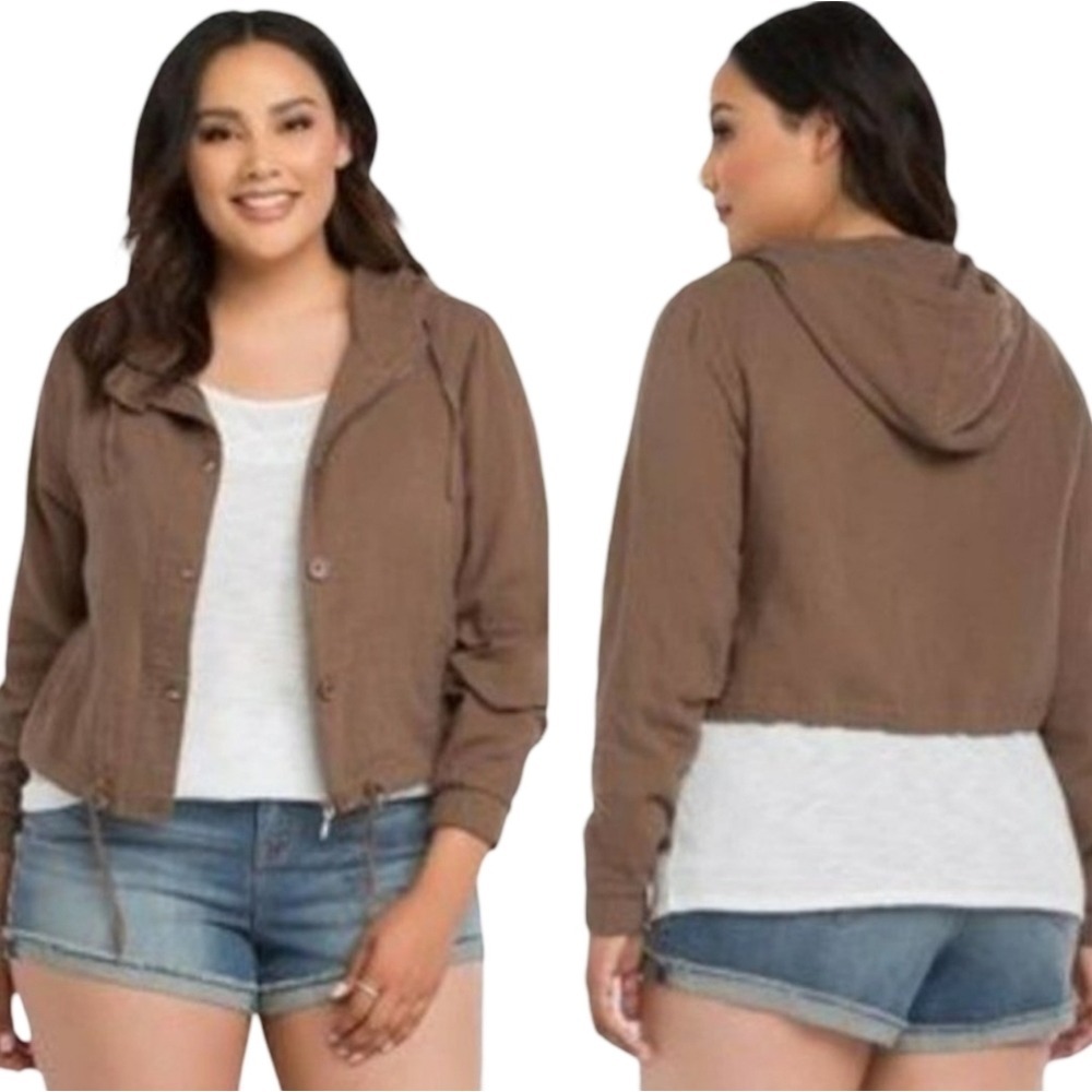 Torrid Lightweight Brown Casual Tan Utility Jacket for Women Plus Size 2X 2